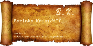 Barinka Kristóf névjegykártya